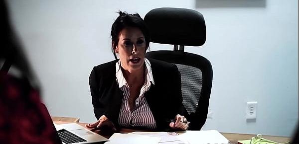  Natural tits lesbian Whitney Wright pussy licked in office